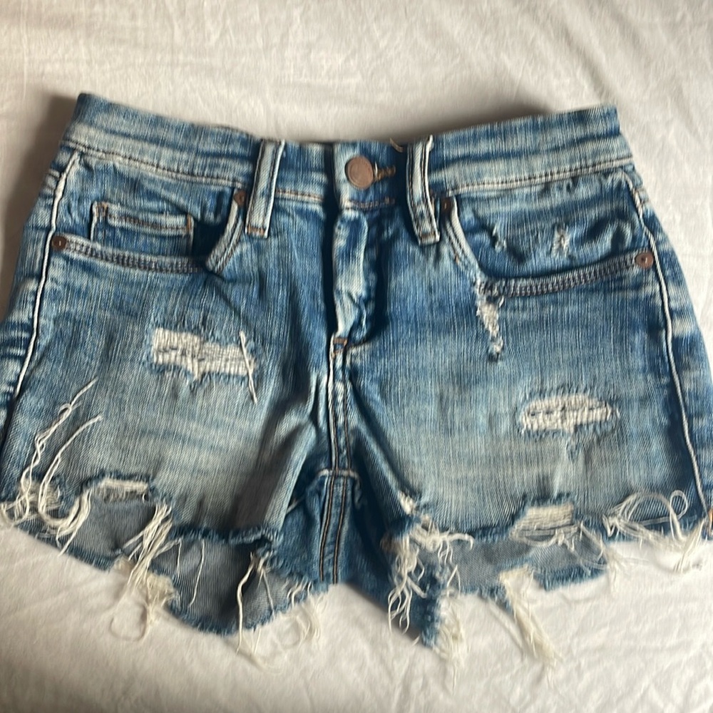Blank NYC distressed jean shorts size 24. Stretchy Little Queenie GUC